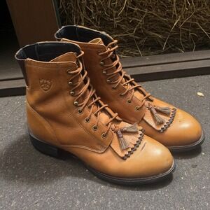 Ariat Heritage Lacer II Brown Leather Lace Up Boots Women's 8B‎ Equestrian